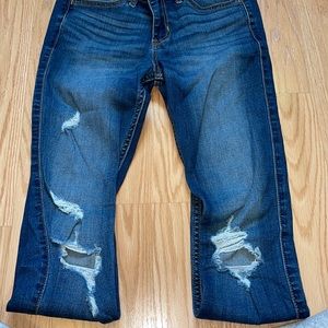 Hollister dark wash jeans distressed low rise super skinny